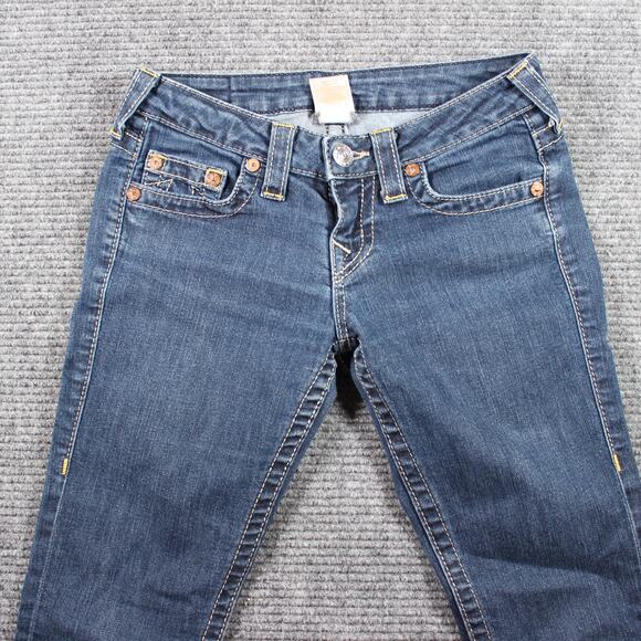 True Religion Jeans Womens 26 Blue Skinny 32 Inseam Contrast Stitch USA - Picture 3 of 12